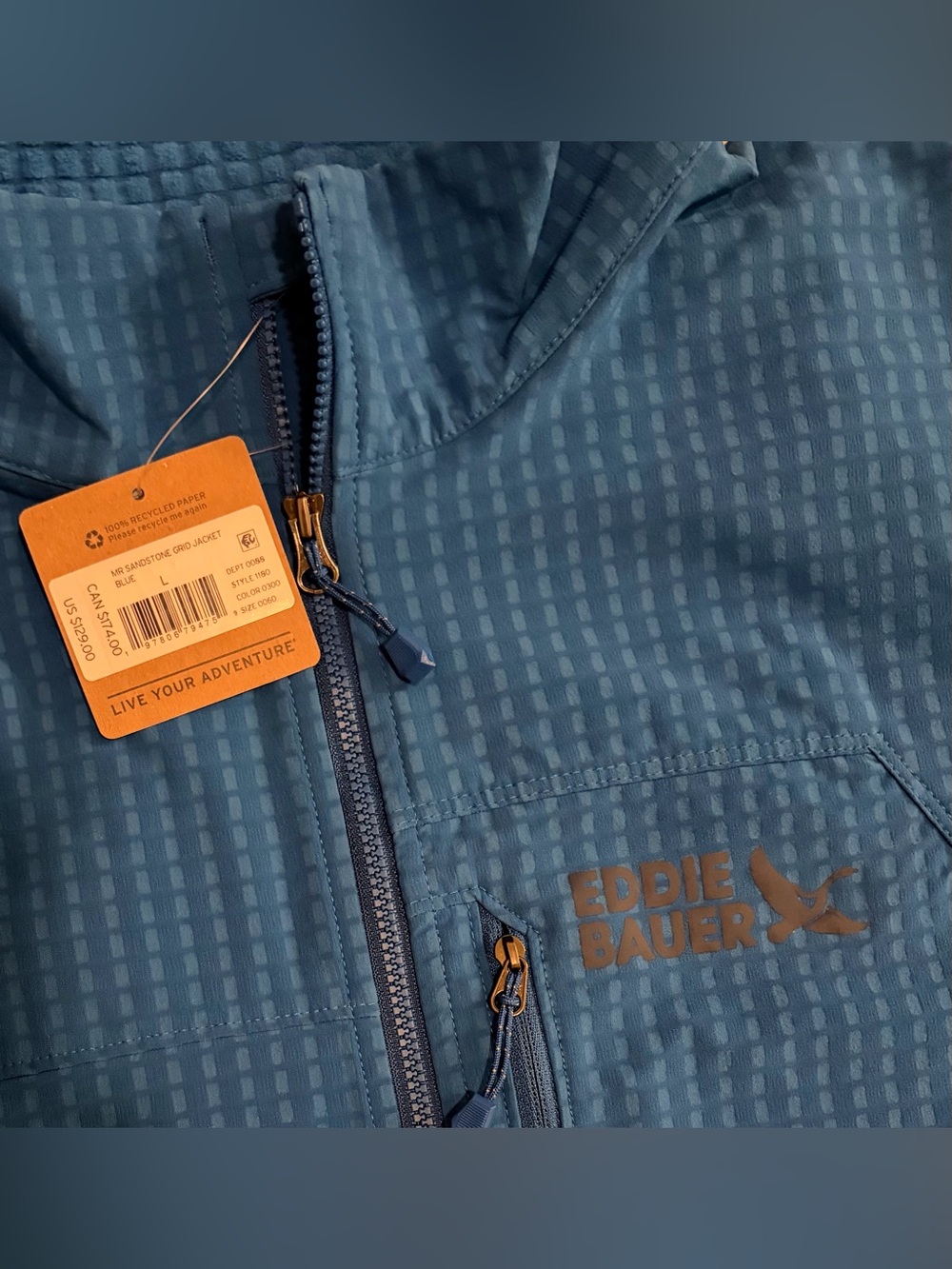 $129 Eddie Bauer Sandstone Grid Blue Jacket Men’s Size: Large - Picture 3 of 8